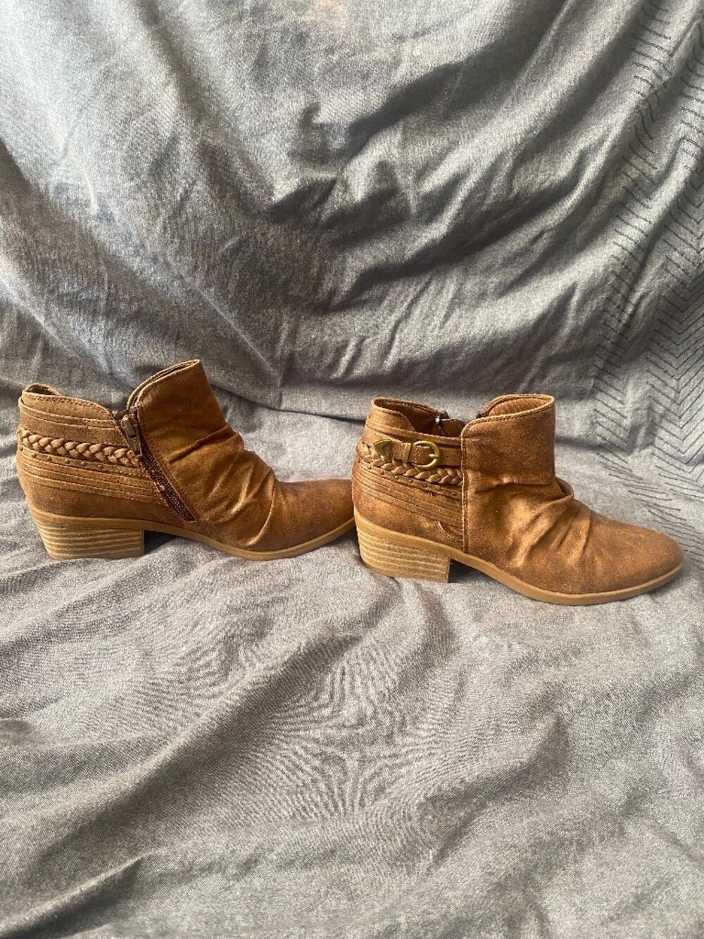 BareTraps Guenna Brown Ankle Booties With Braided Buckle